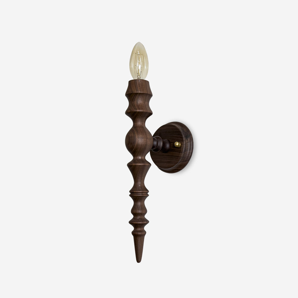 Lampada da parete moderna vintage corpo in legno finiture multiple in legno