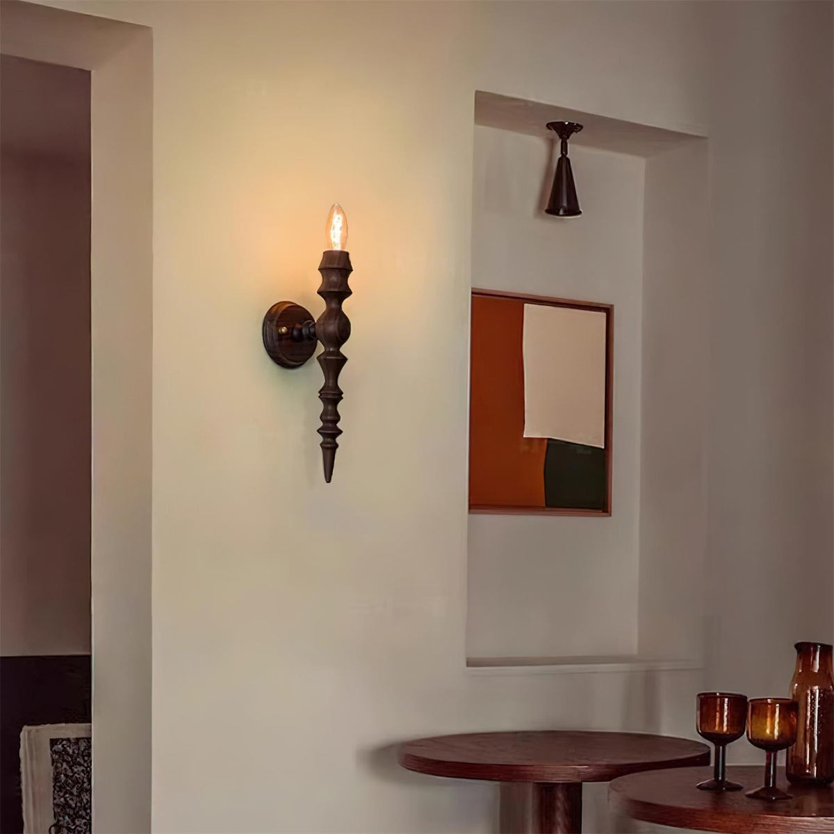 Lampada da parete moderna vintage corpo in legno finiture multiple in legno