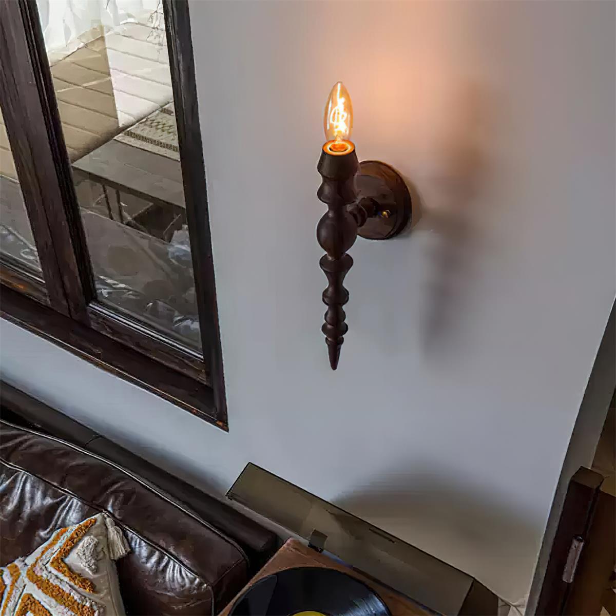 Lampada da parete moderna vintage corpo in legno finiture multiple in legno