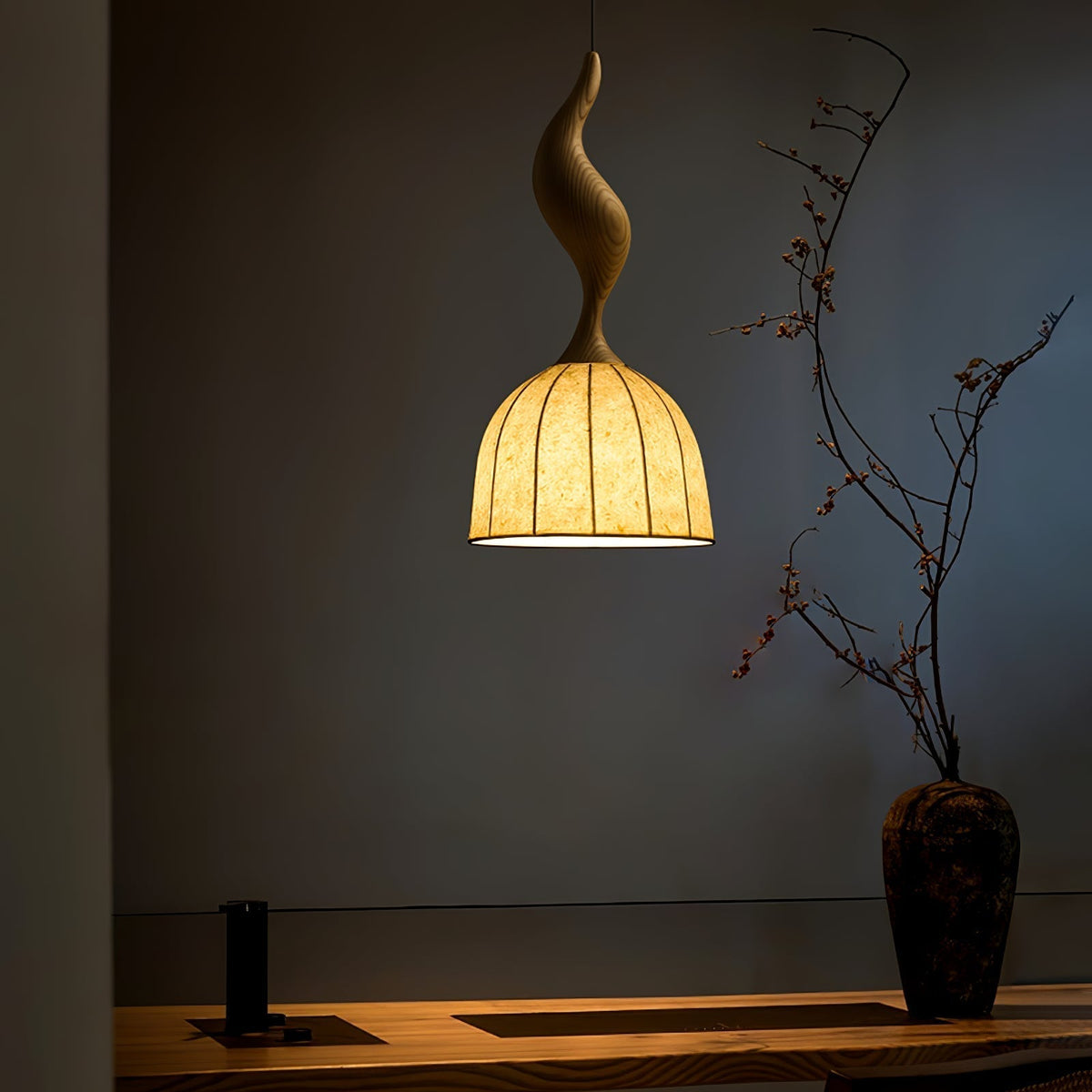 Colire Creativity lampada a sospensione in legno intrecciato