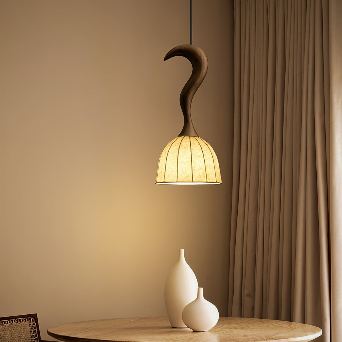 Colire Creativity lampada a sospensione in legno intrecciato