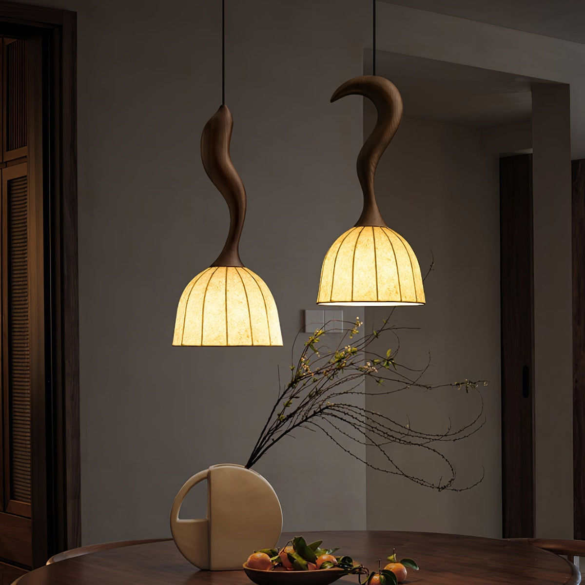 Colire Creativity lampada a sospensione in legno intrecciato