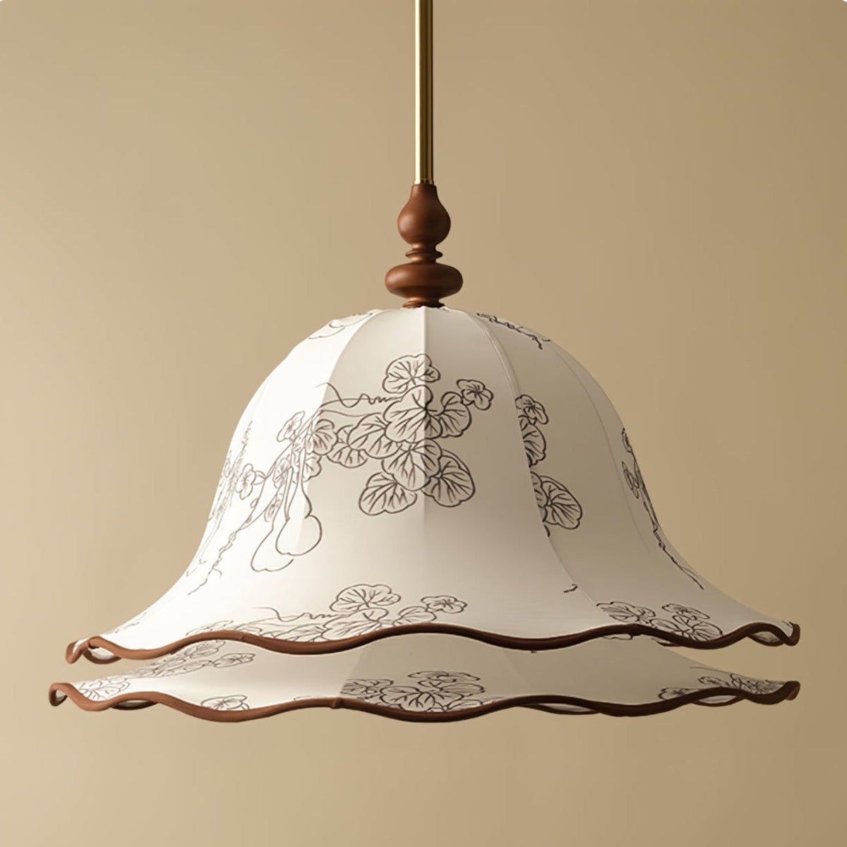 Ilsilis Eleganza Tradizionale lampada a sospensione in legno con Paralume in tessuto Floreal floreale