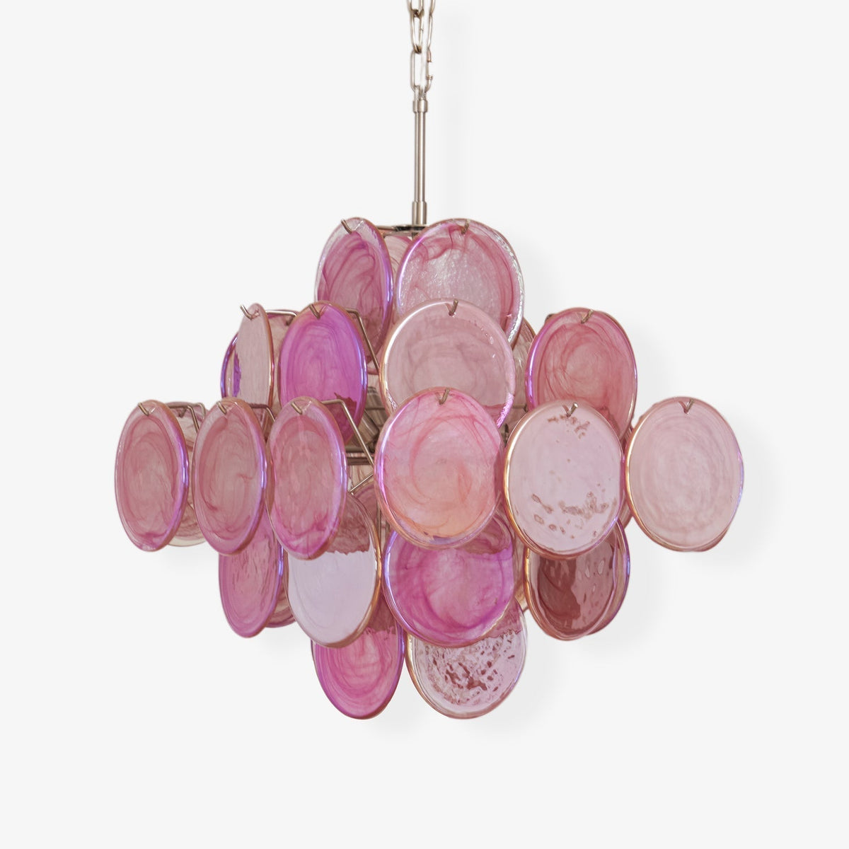 Celeian lampadario vetro Rosa Iridescente Stratificato romantico