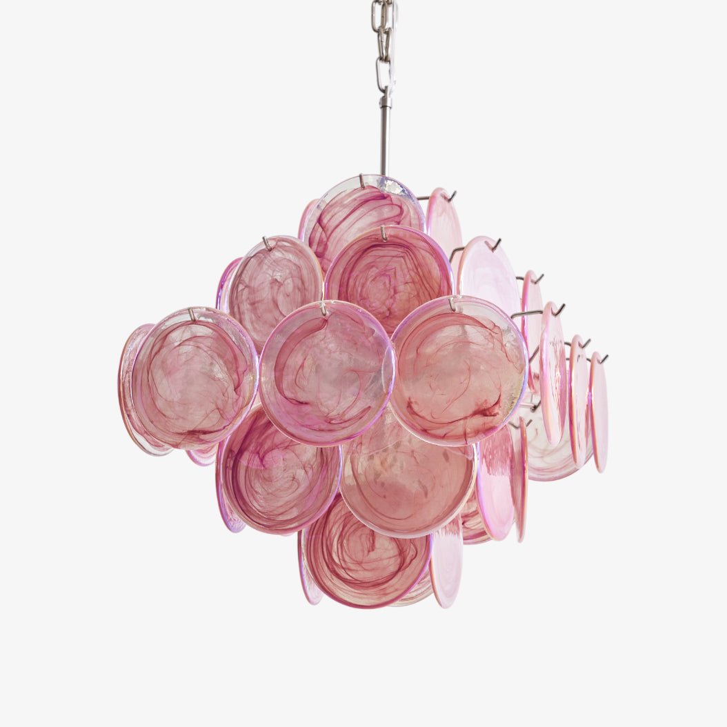 Celeian lampadario vetro Rosa Iridescente Stratificato romantico
