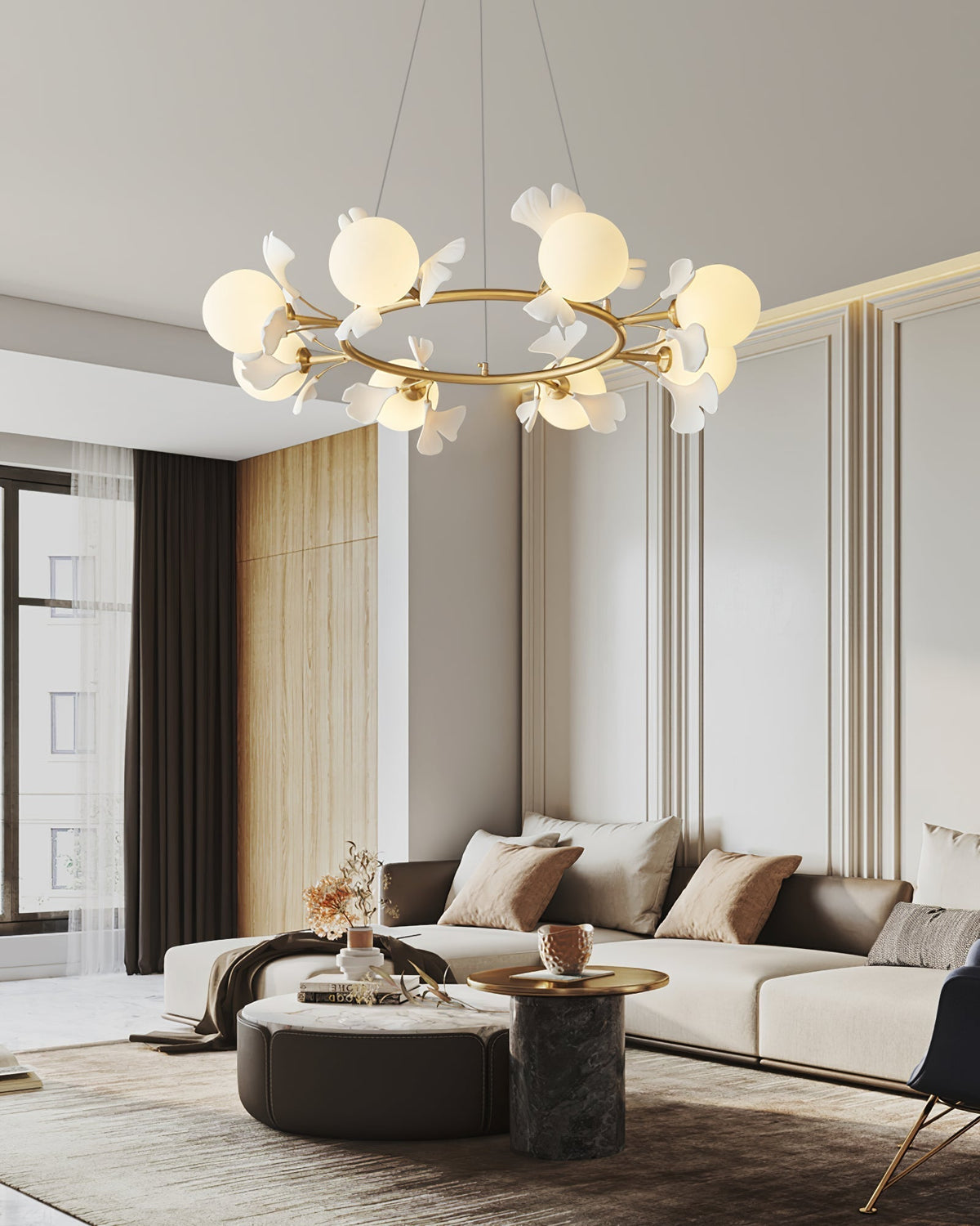 Hunell lampadario in ottone con Motivo Florale floreale