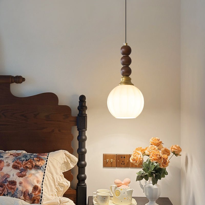 Vothaila lampada a sospensione Eleganza Tradizionale vintage in vetro e legno