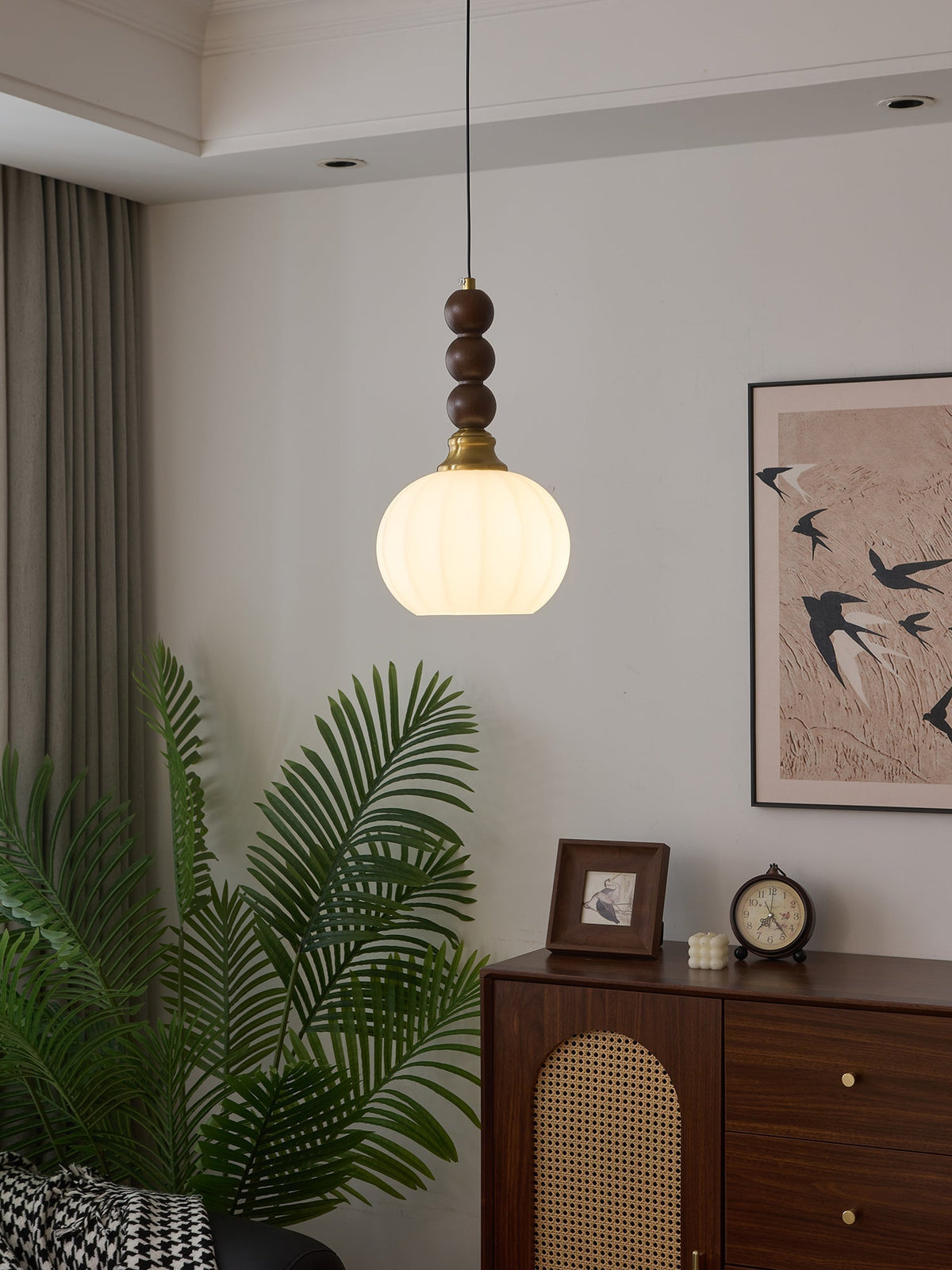 Vothaila lampada a sospensione Eleganza Tradizionale vintage in vetro e legno