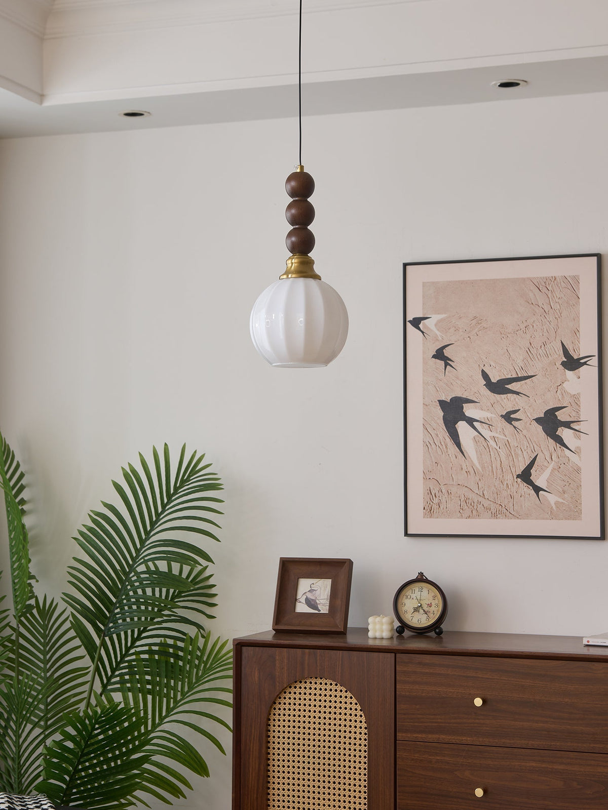 Vothaila lampada a sospensione Eleganza Tradizionale vintage in vetro e legno