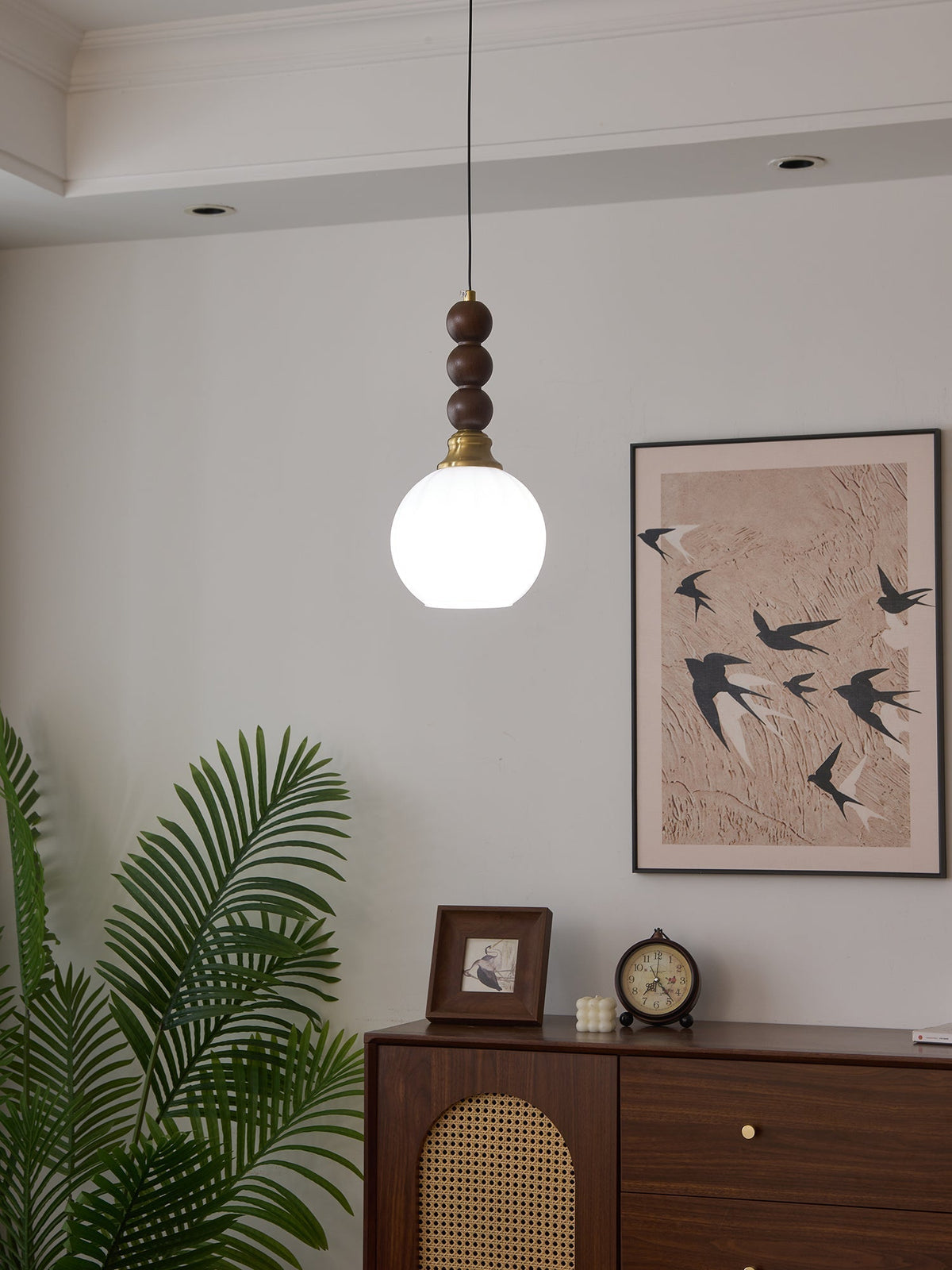 Vothaila lampada a sospensione Eleganza Tradizionale vintage in vetro e legno