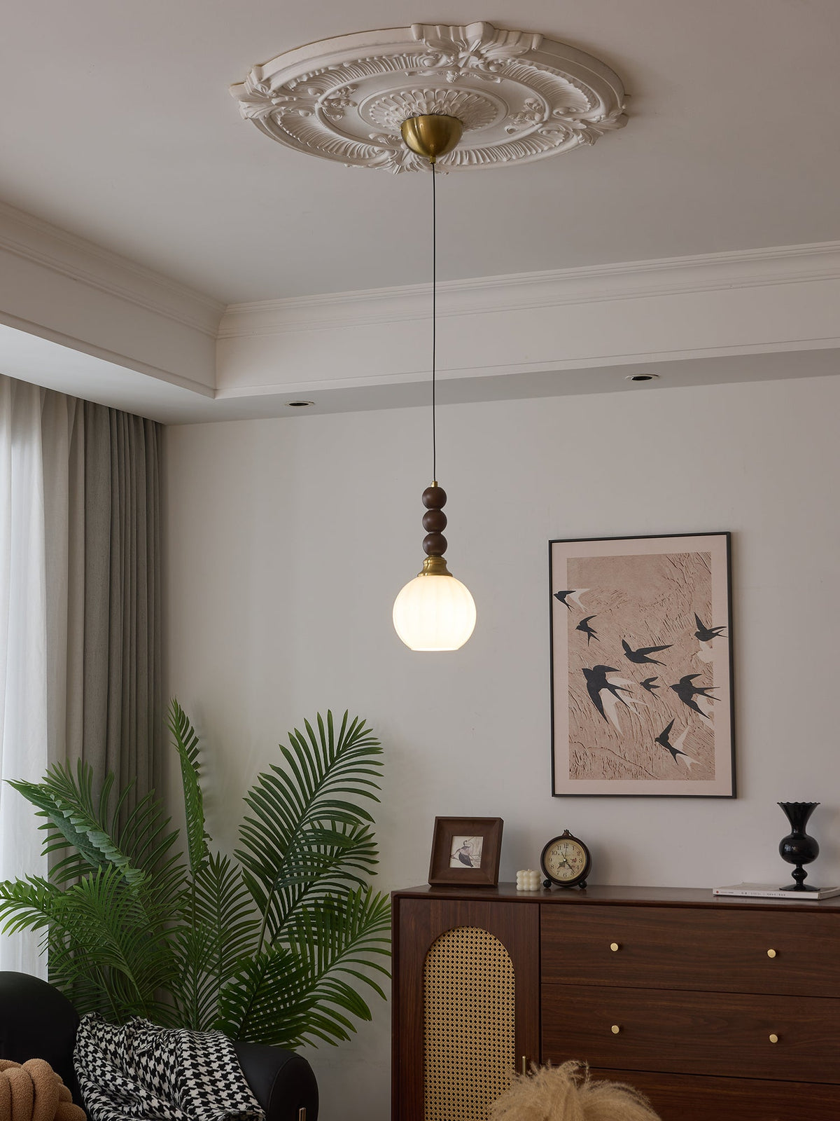 Vothaila lampada a sospensione Eleganza Tradizionale vintage in vetro e legno