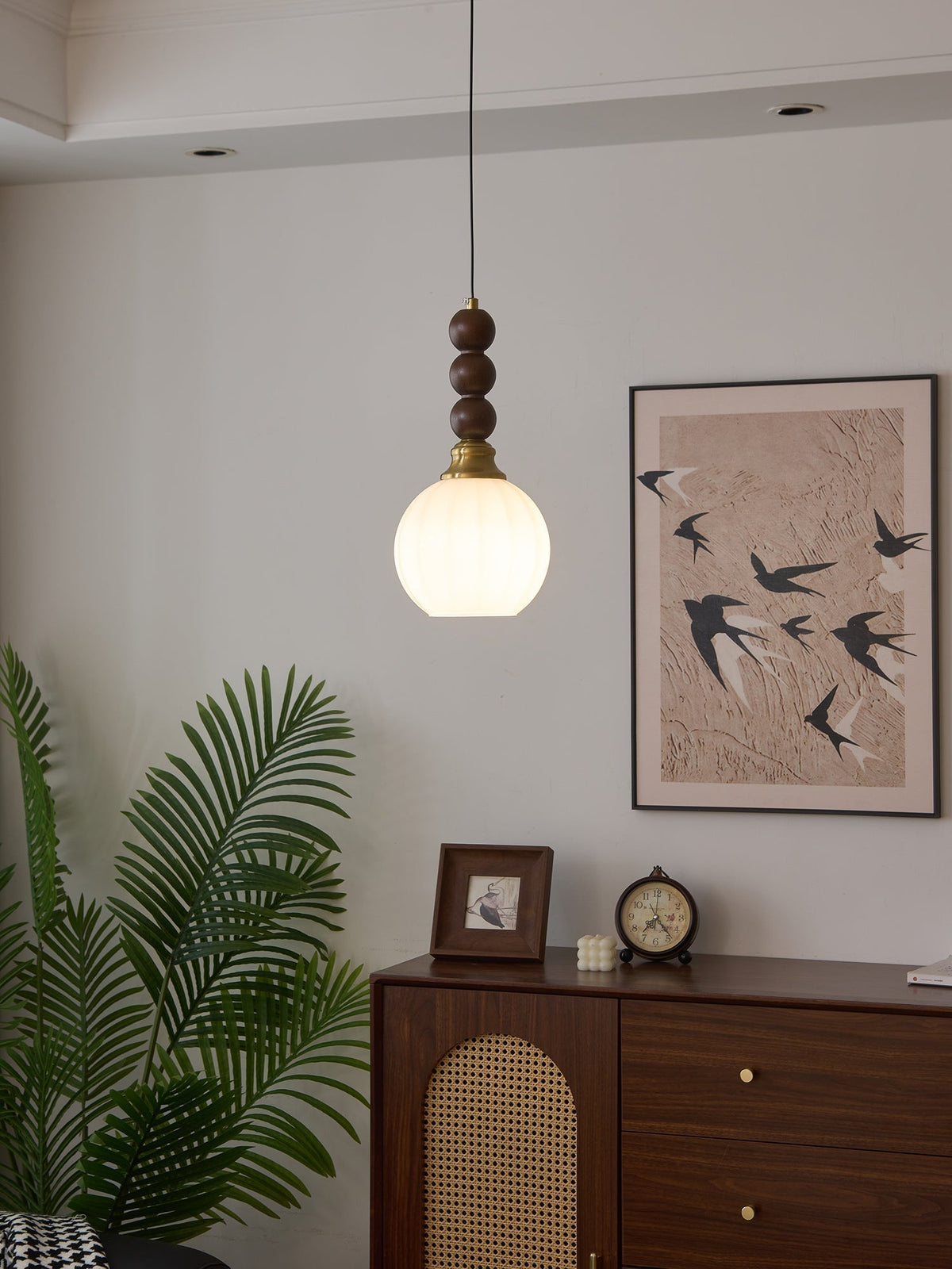 Vothaila lampada a sospensione Eleganza Tradizionale vintage in vetro e legno