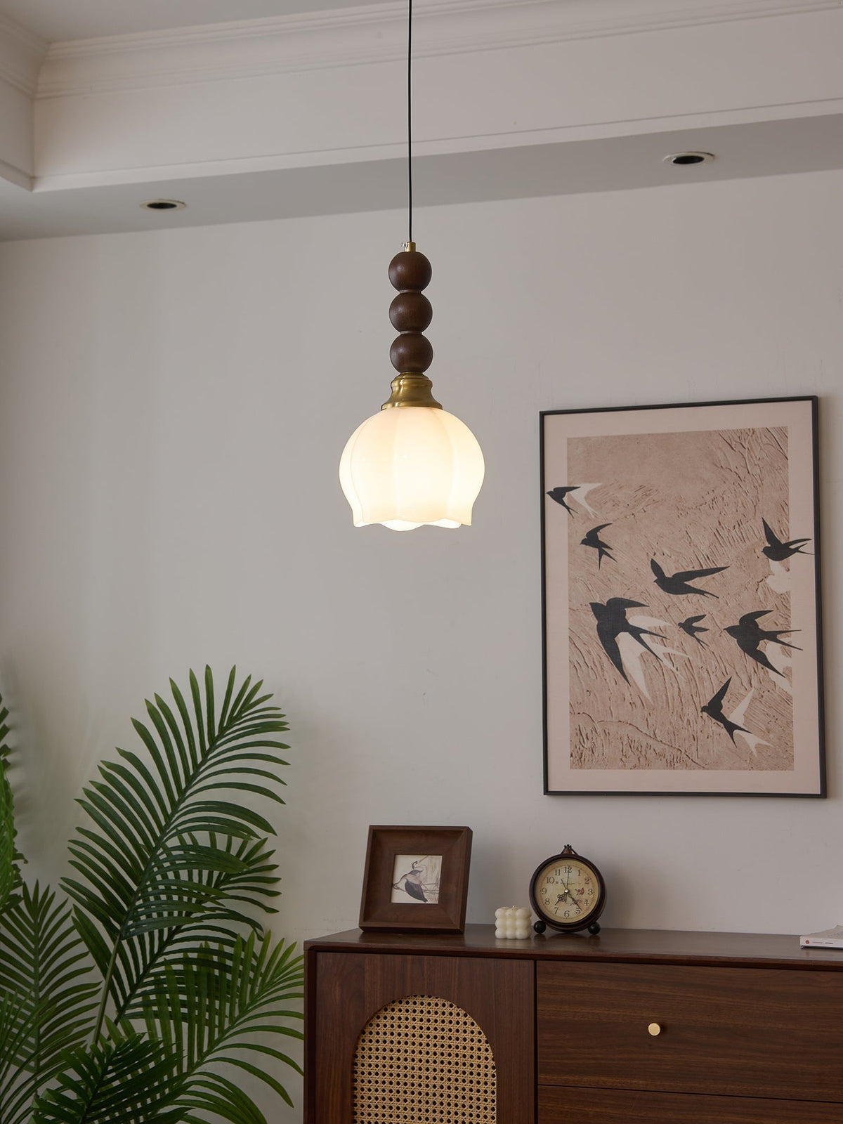 Vothaila lampada a sospensione Eleganza Tradizionale vintage in vetro e legno