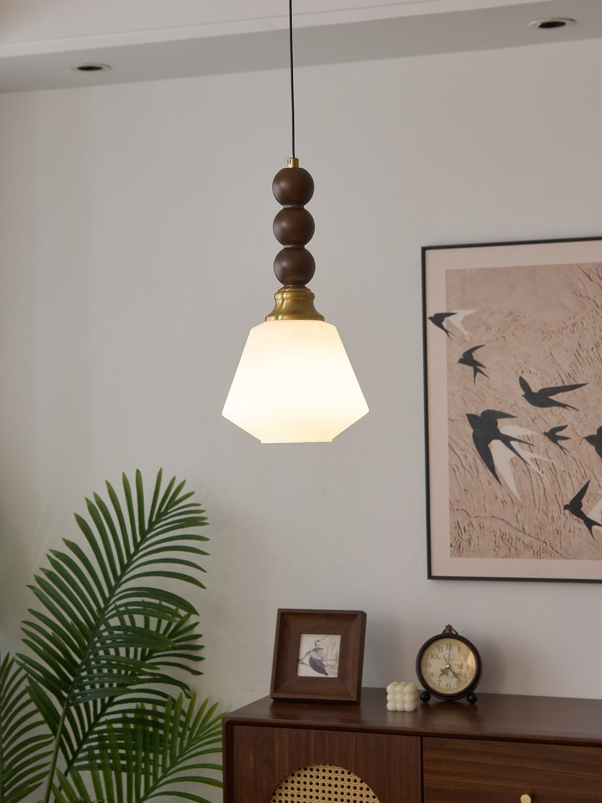 Vothaila lampada a sospensione Eleganza Tradizionale vintage in vetro e legno