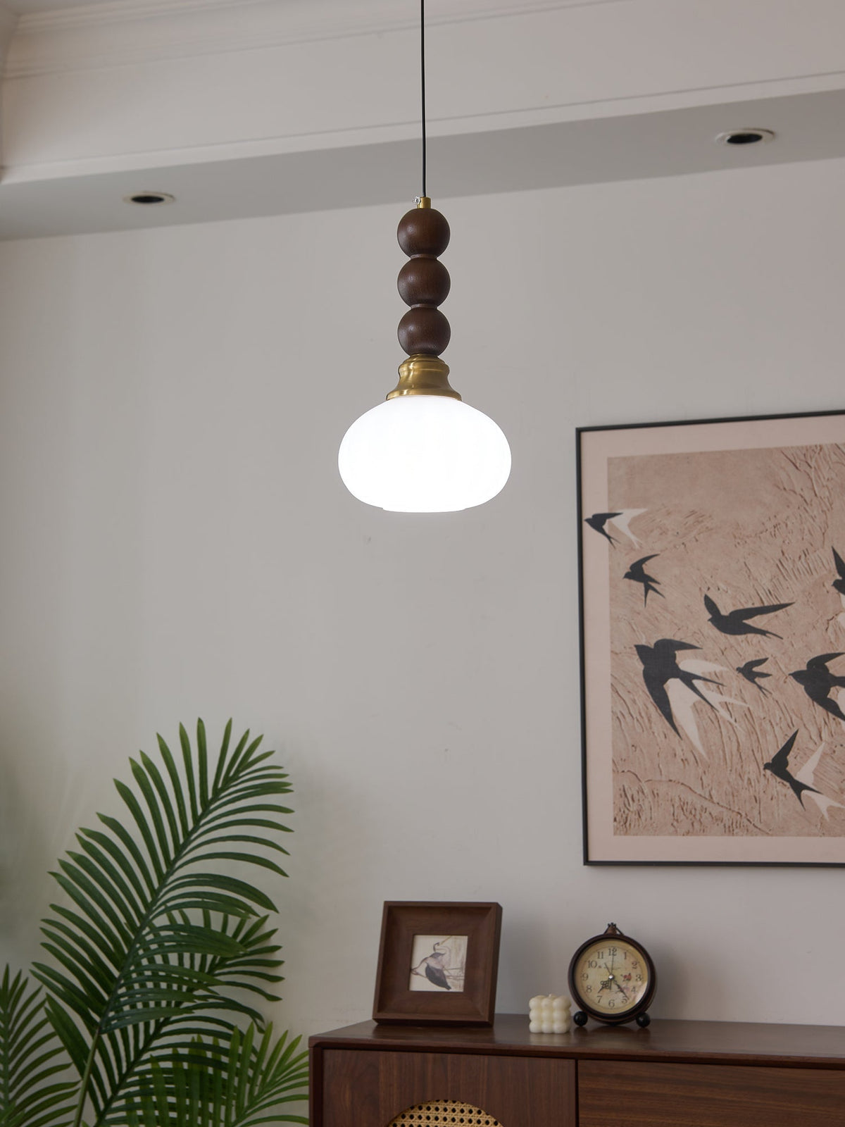 Vothaila lampada a sospensione Eleganza Tradizionale vintage in vetro e legno