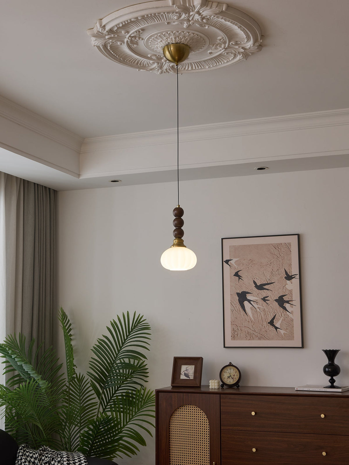 Vothaila lampada a sospensione Eleganza Tradizionale vintage in vetro e legno