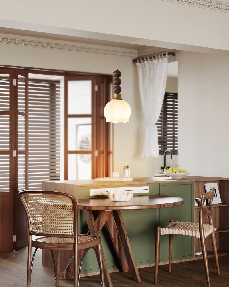 Vothaila lampada a sospensione Eleganza Tradizionale vintage in vetro e legno
