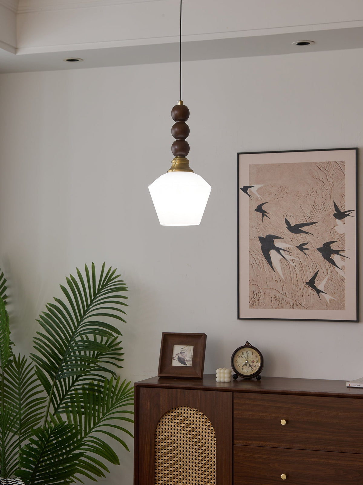 Vothaila lampada a sospensione Eleganza Tradizionale vintage in vetro e legno
