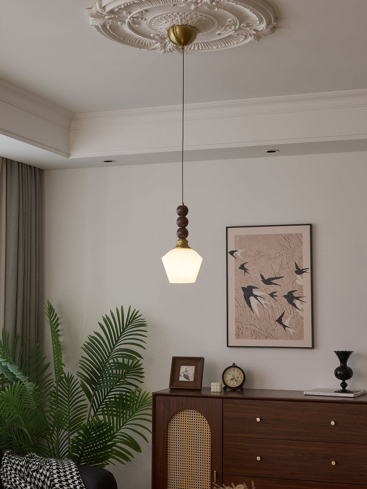 Vothaila lampada a sospensione Eleganza Tradizionale vintage in vetro e legno