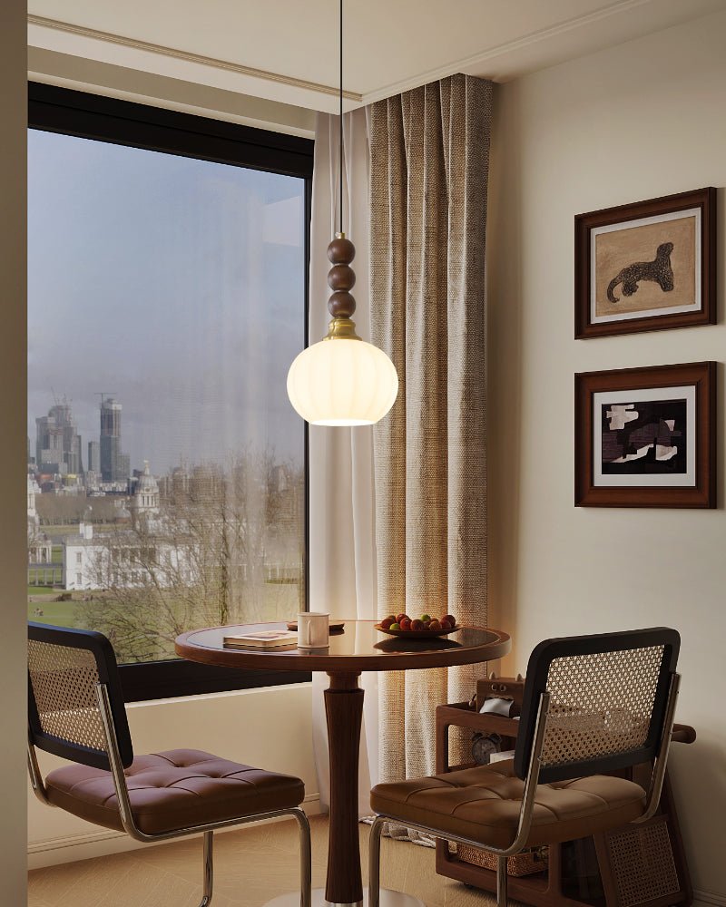 Vothaila lampada a sospensione Eleganza Tradizionale vintage in vetro e legno