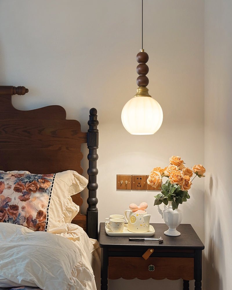 Vothaila lampada a sospensione Eleganza Tradizionale vintage in vetro e legno