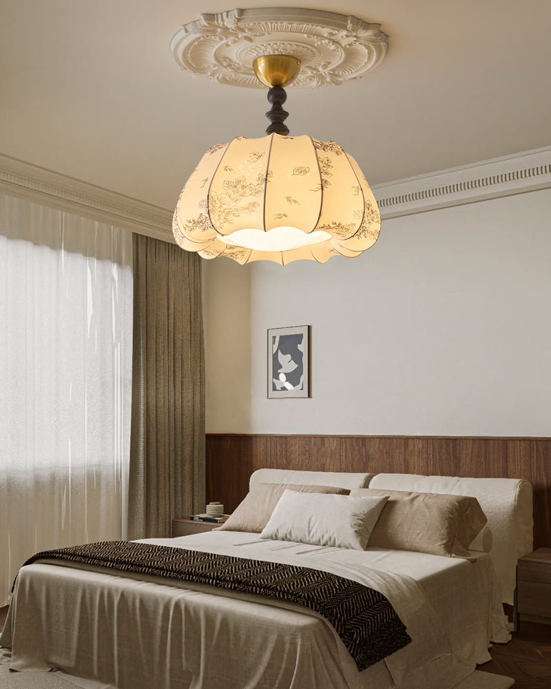 Fleurina lampada da soffitto in tessuto e legno Premium Nordic Art
