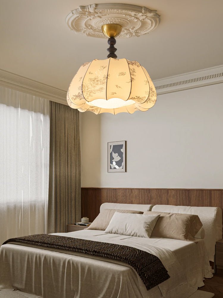 Fleurina lampada da soffitto in tessuto e legno Premium Nordic Art
