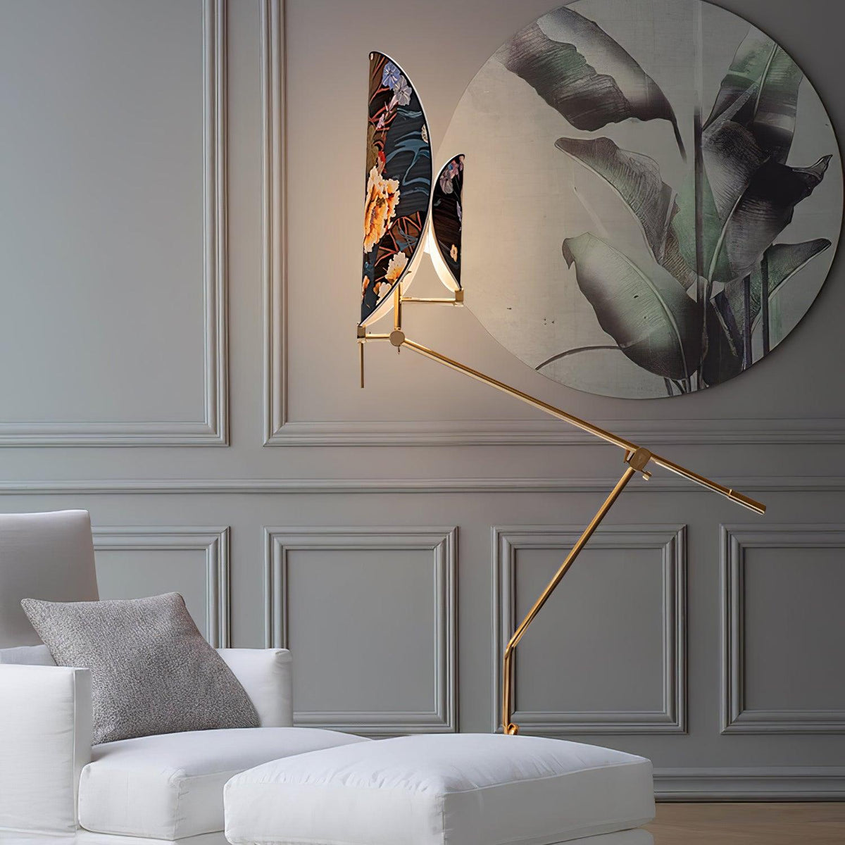 Unexin lampada da terra in ottone
