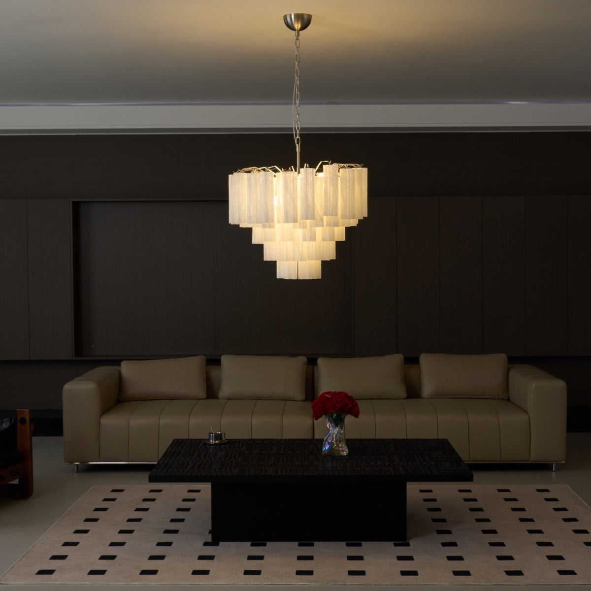 Velinaine lampadario vetro Murano Opalescente a Cascata
