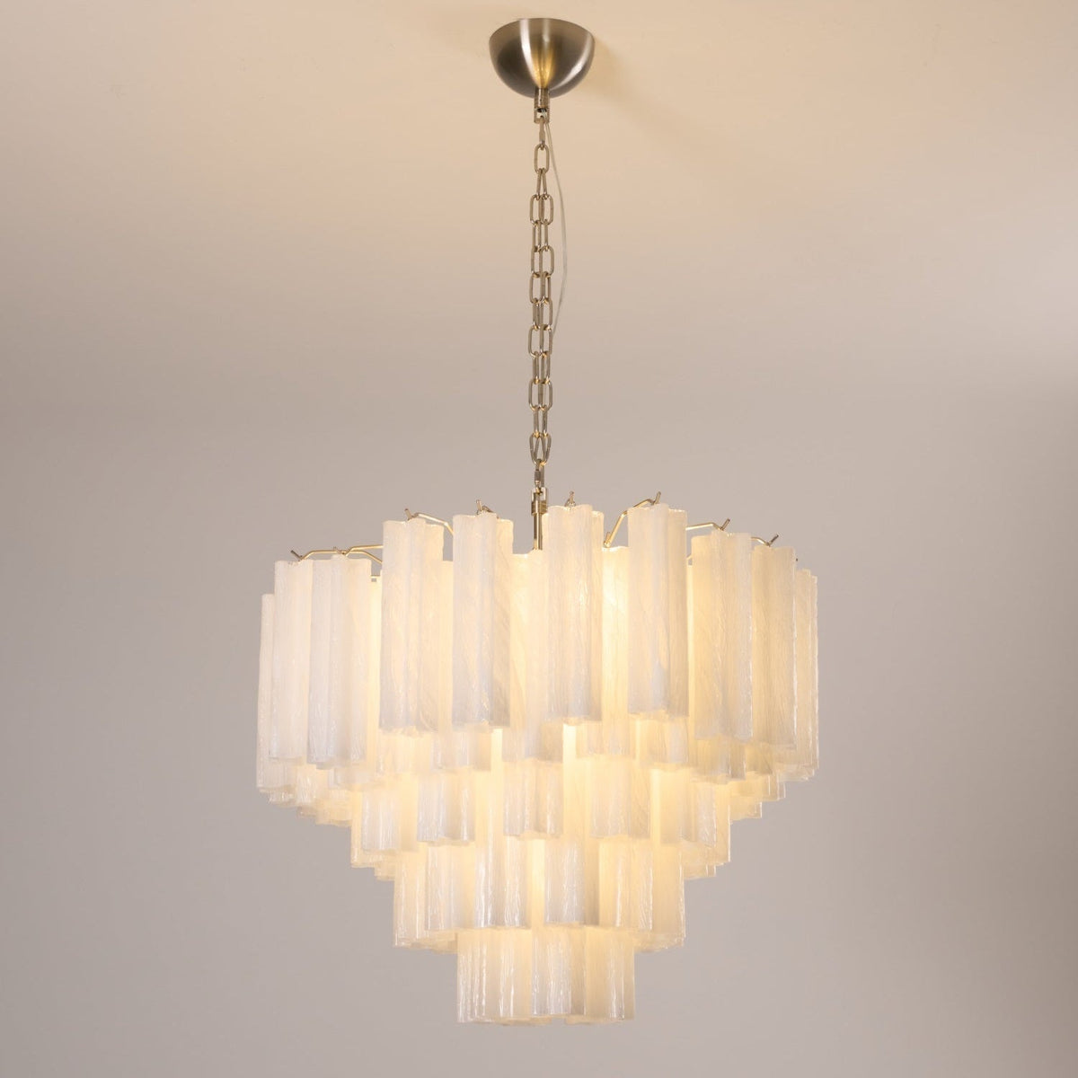 Velinaine lampadario vetro Murano Opalescente a Cascata