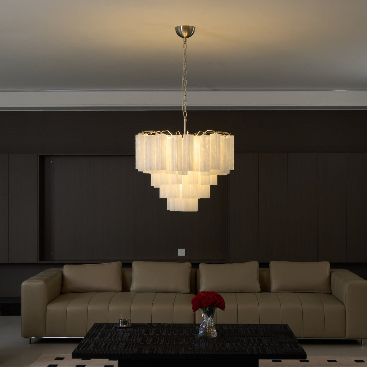 Velinaine lampadario vetro Murano Opalescente a Cascata