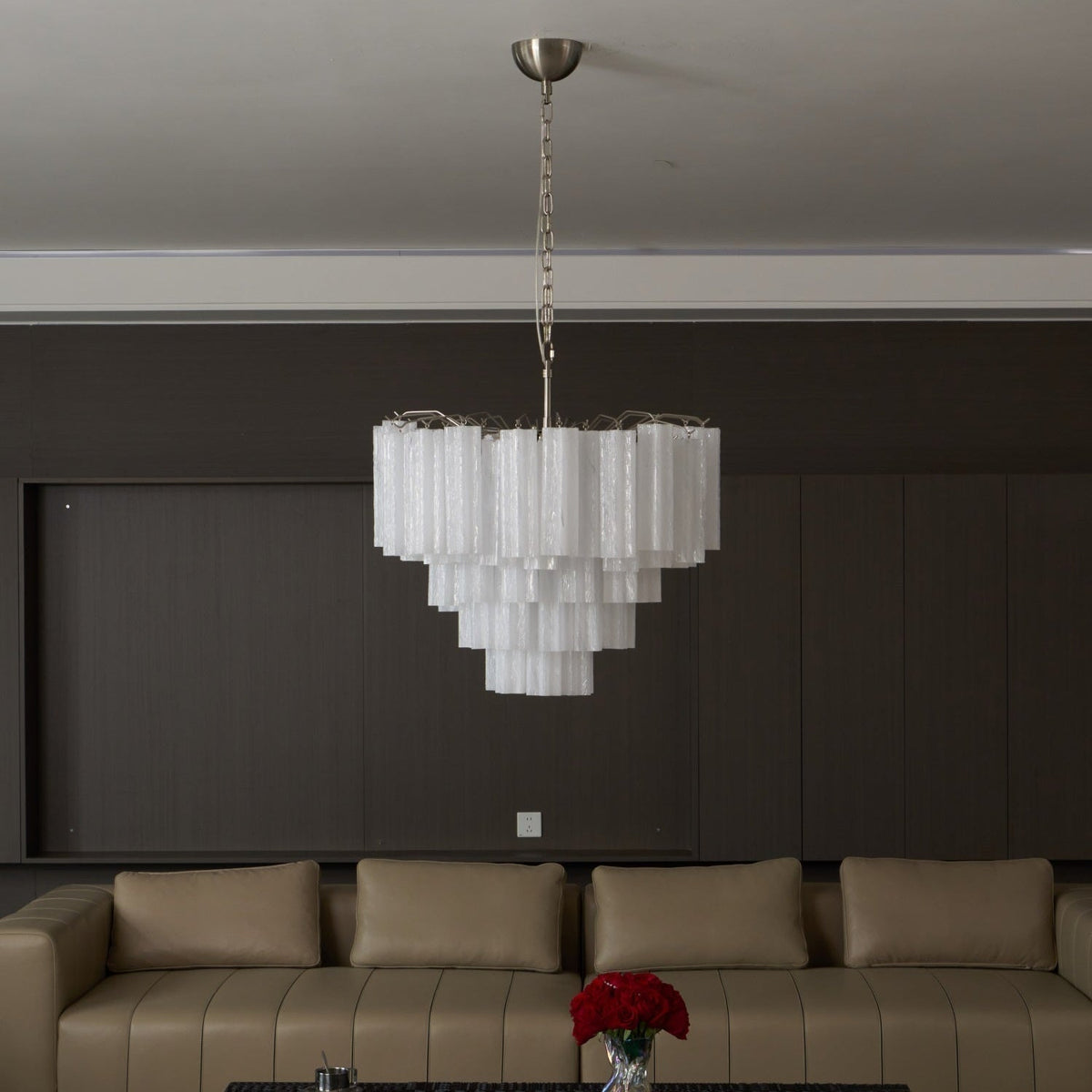 Velinaine lampadario vetro Murano Opalescente a Cascata