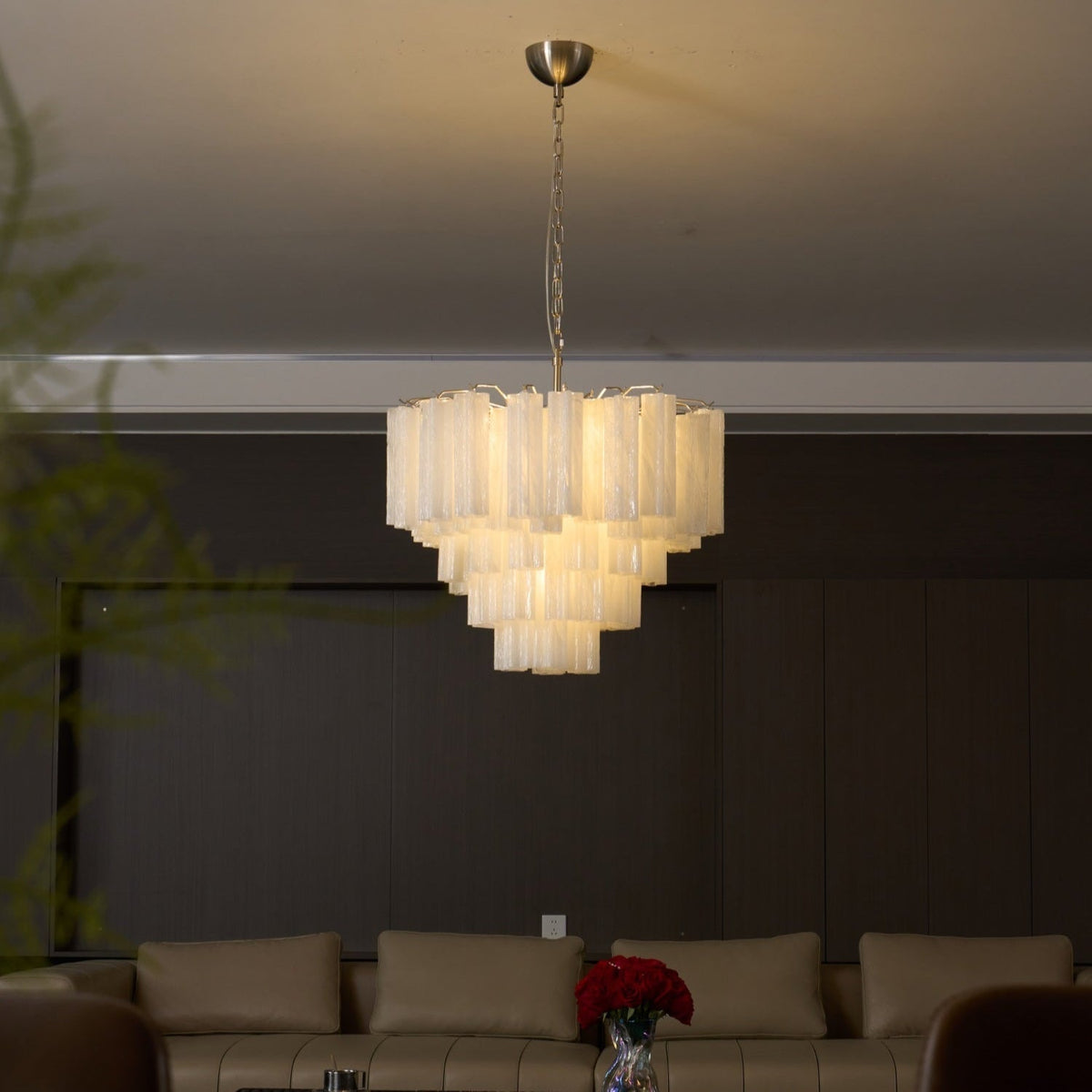 Velinaine lampadario vetro Murano Opalescente a Cascata