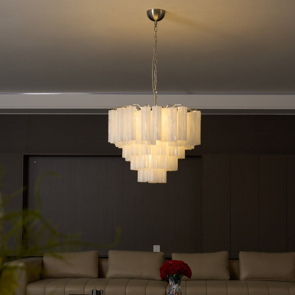 Velinaine lampadario vetro Murano Opalescente a Cascata