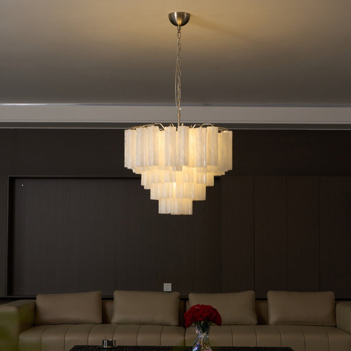 Velinaine lampadario vetro Murano Opalescente a Cascata