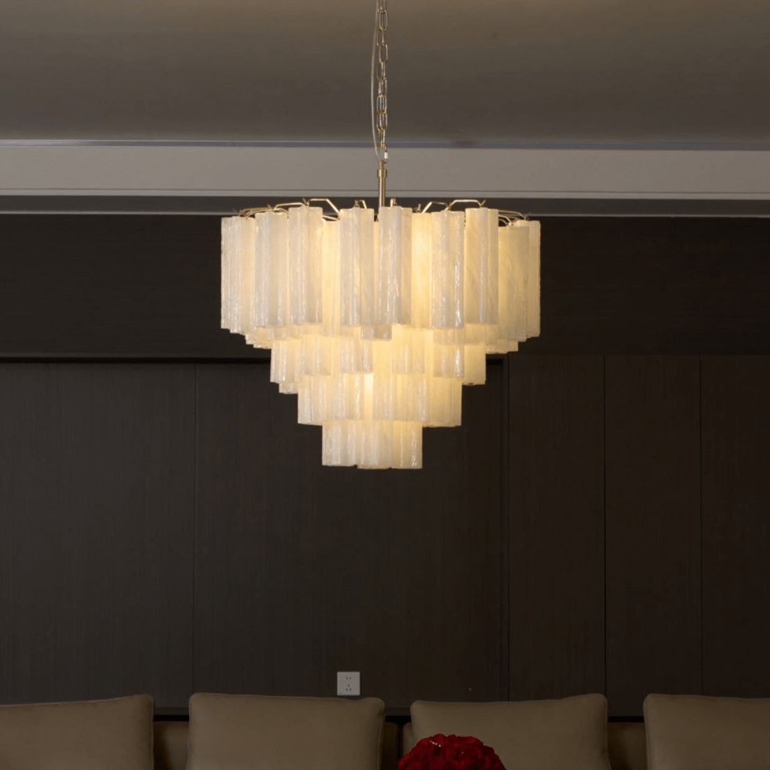 Velinaine lampadario vetro Murano Opalescente a Cascata