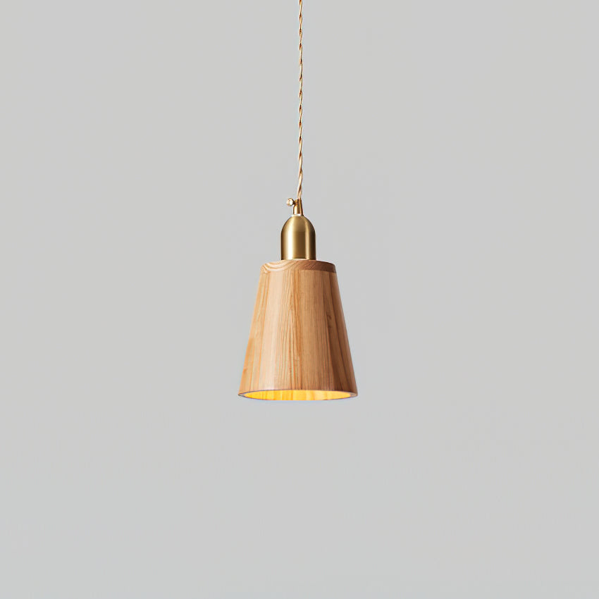 Lampada a sospensione in legno, forme assortite in legno massello e ottone