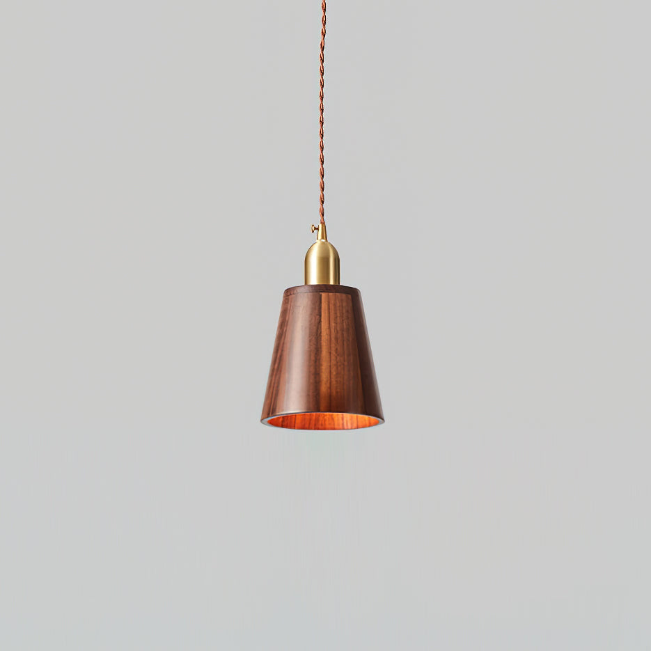 Lampada a sospensione in legno, forme assortite in legno massello e ottone