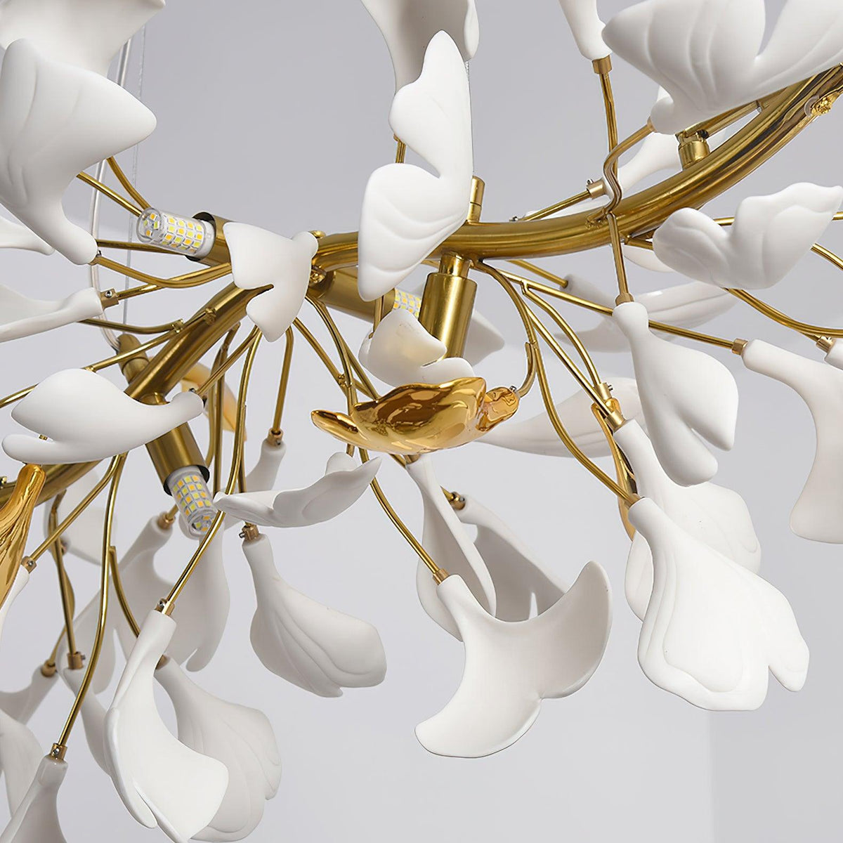 Dylo lampadario ottone lineare Ginkgo Petal in Ceramica Ramo floreale