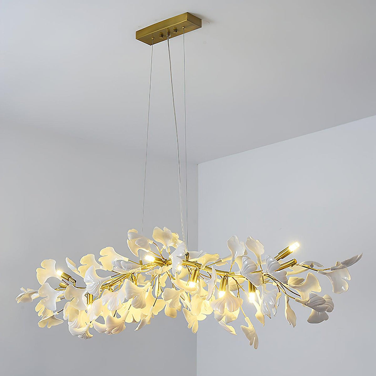 Dylo lampadario ottone lineare Ginkgo Petal in Ceramica Ramo floreale