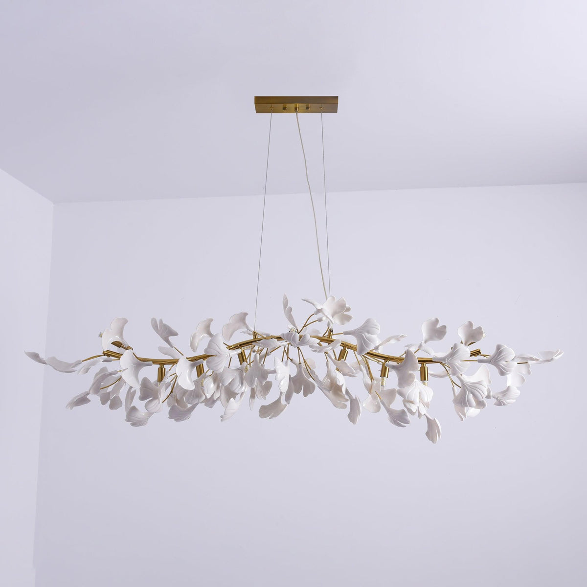 Dylo lampadario ottone lineare Ginkgo Petal in Ceramica Ramo floreale