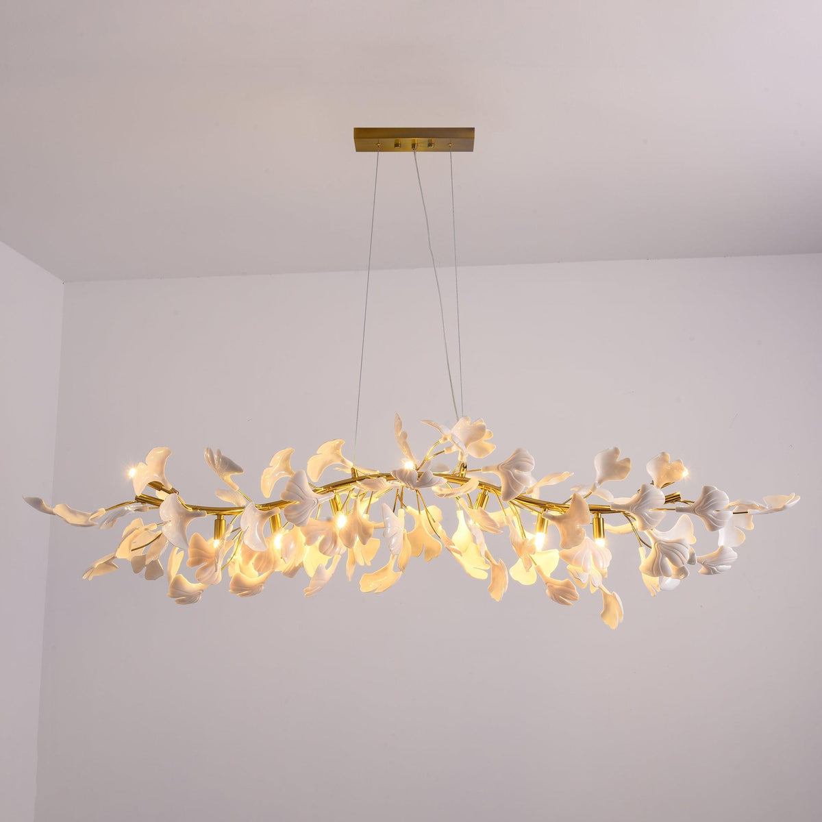 Dylo lampadario ottone lineare Ginkgo Petal in Ceramica Ramo floreale