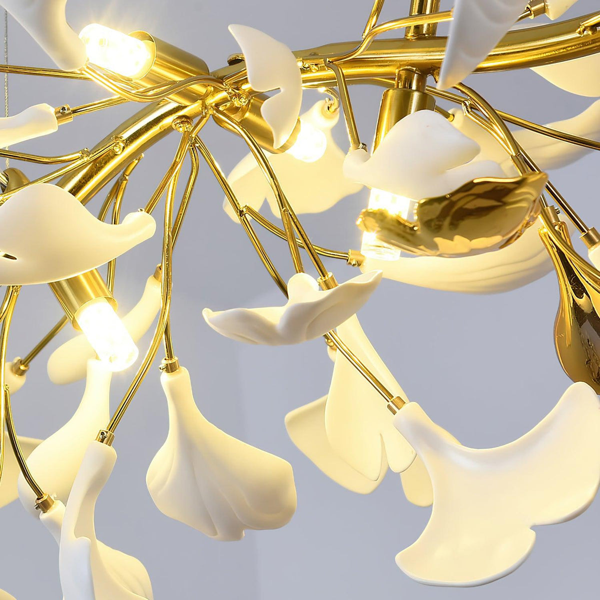 Dylo lampadario ottone lineare Ginkgo Petal in Ceramica Ramo floreale