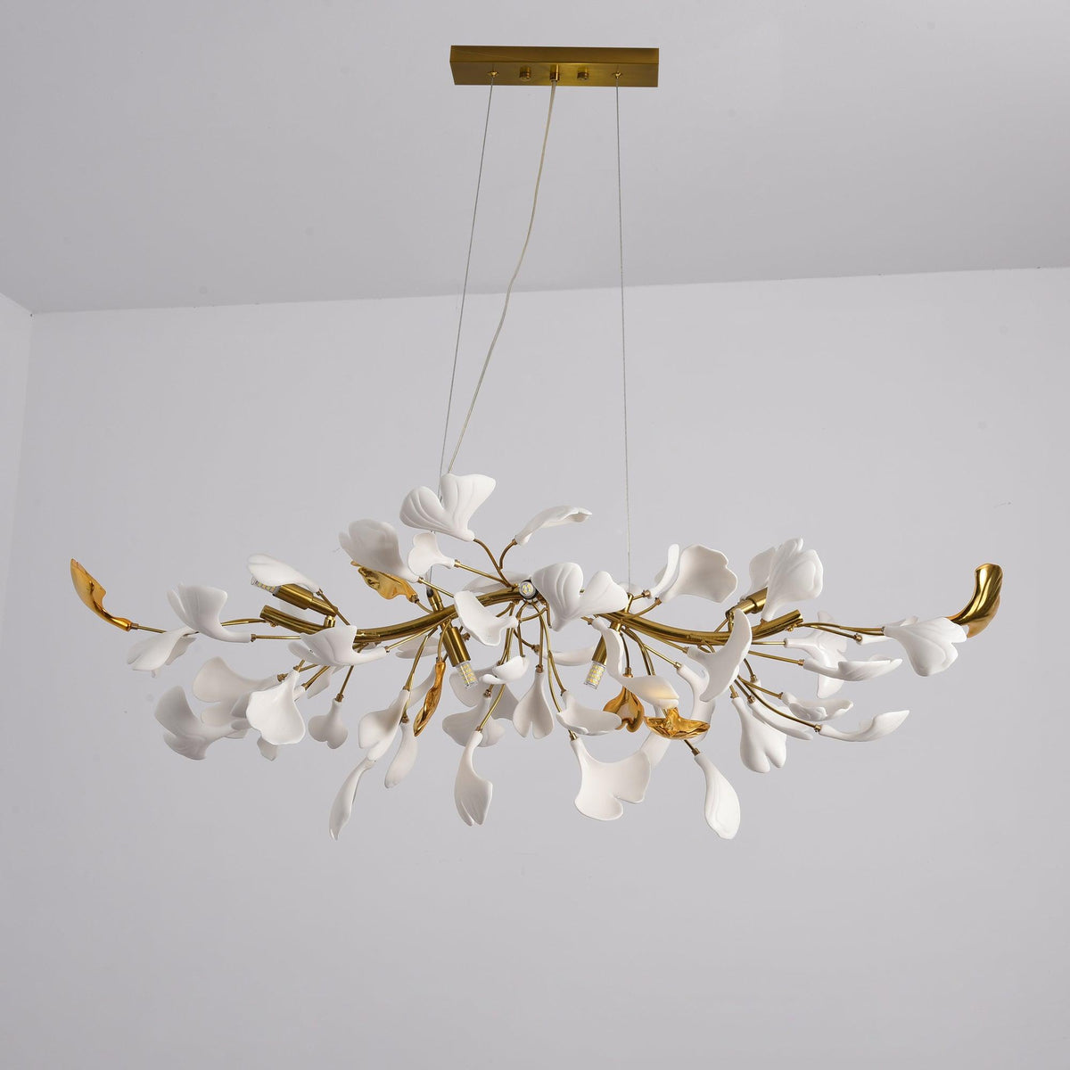 Dylo lampadario ottone lineare Ginkgo Petal in Ceramica Ramo floreale