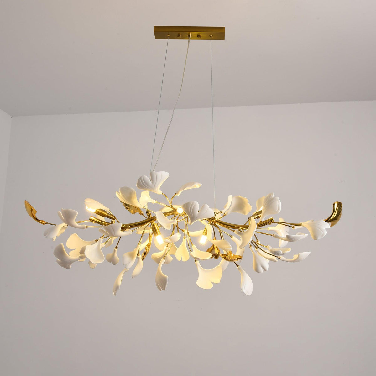 Dylo lampadario ottone lineare Ginkgo Petal in Ceramica Ramo floreale