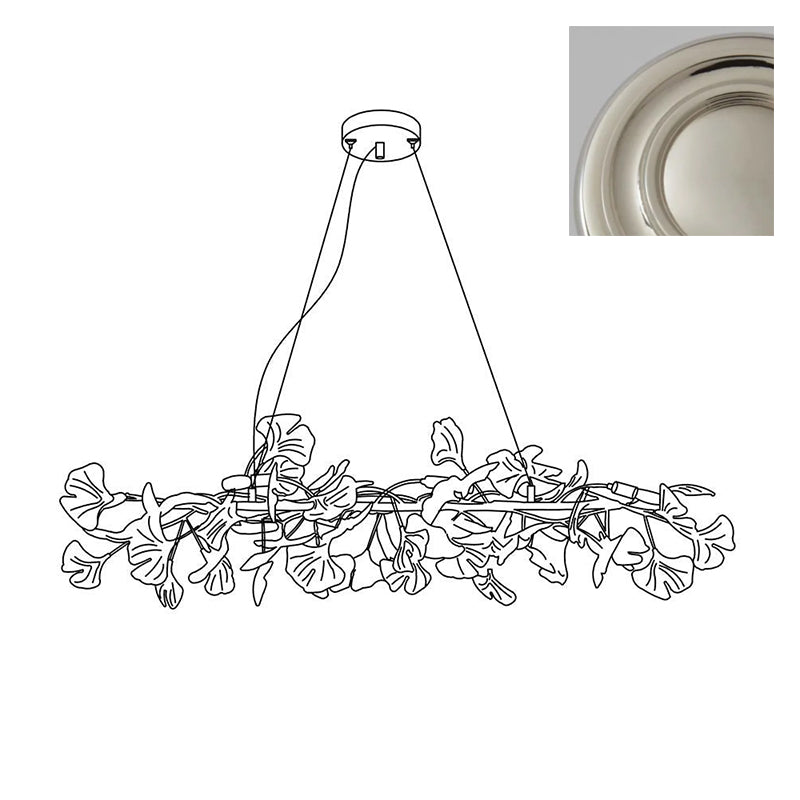 Lampadario Cornice Metallica Ceramica Ginkgo Ombra Oro bianco Arte moderna in metallo