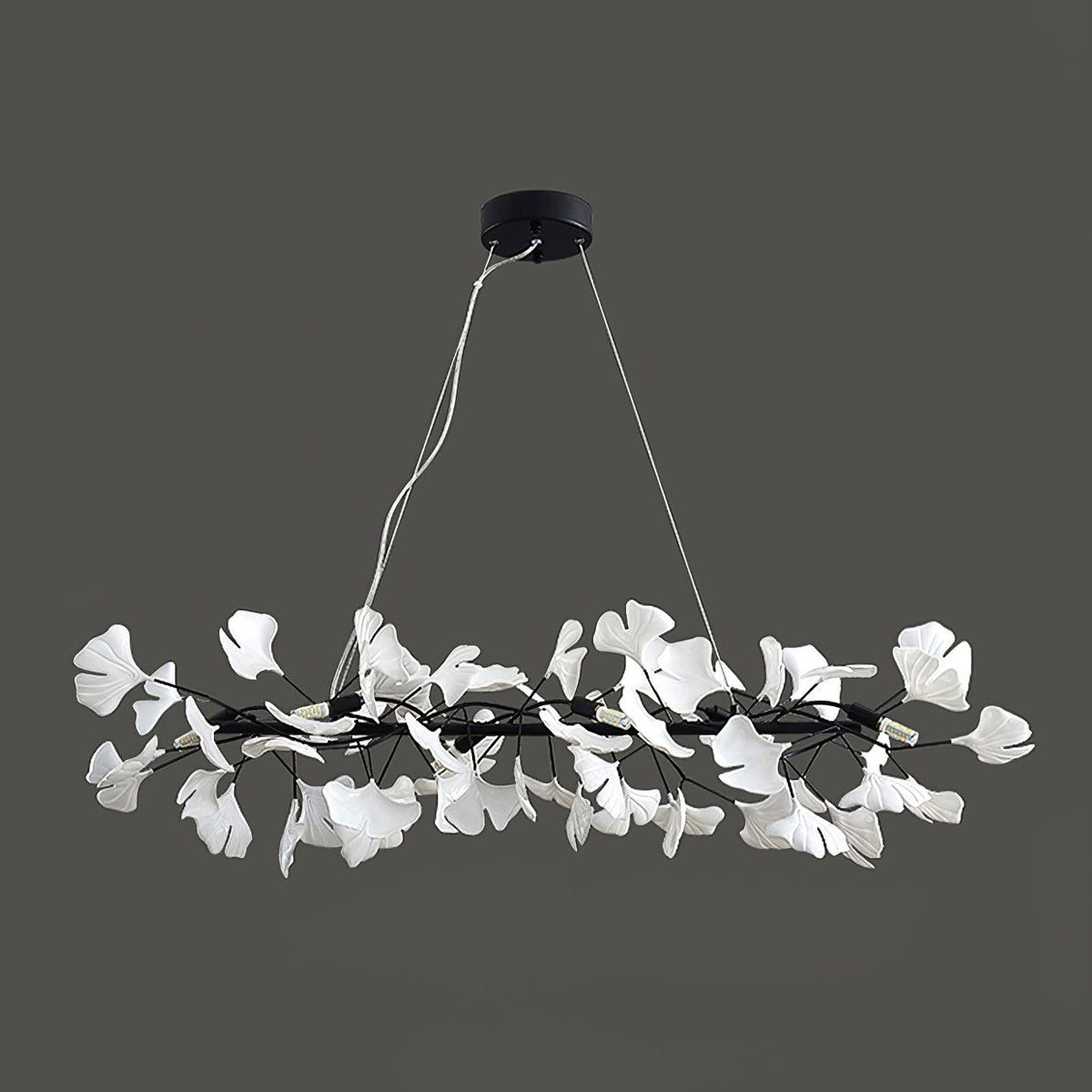 Lampadario Cornice Metallica Ceramica Ginkgo Ombra Oro bianco Arte moderna in metallo