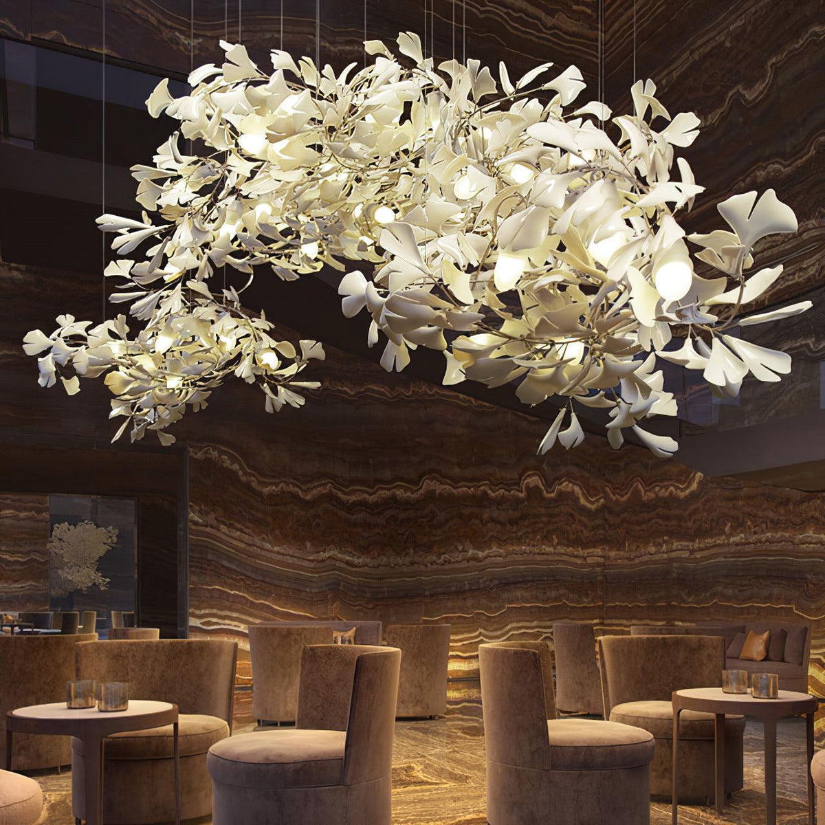 Cereian lampadario in Ceramica a petali di Ginkgo