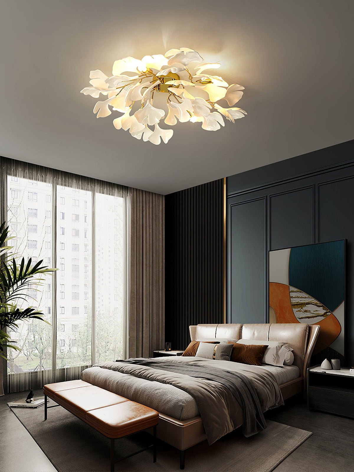 Callenne lampada da soffitto elegante a forma di foglia di ginkgo