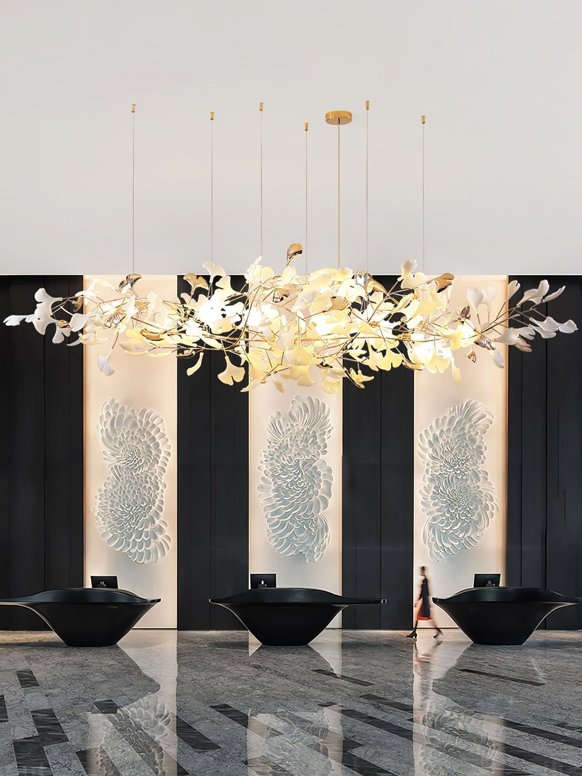 Sovell lampadario di lusso Postmoderno Ginkgo Cloud Ceramics